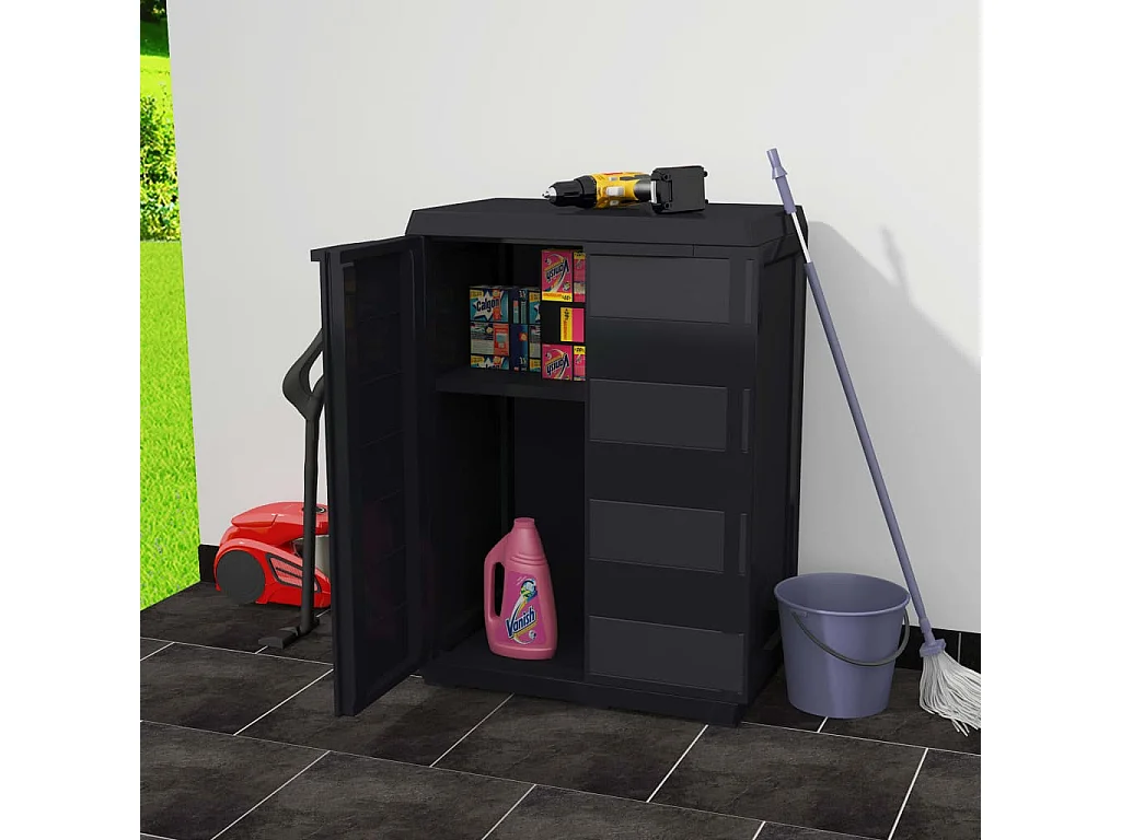 Armoire de rangement de jardin avec 1 étagère Noir FR27295