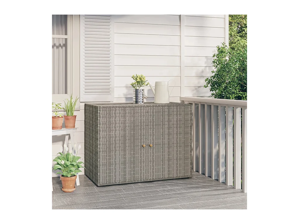 Armoire de rangement jardin Gris 100x55,5x80 cm Résine tressée FR20743