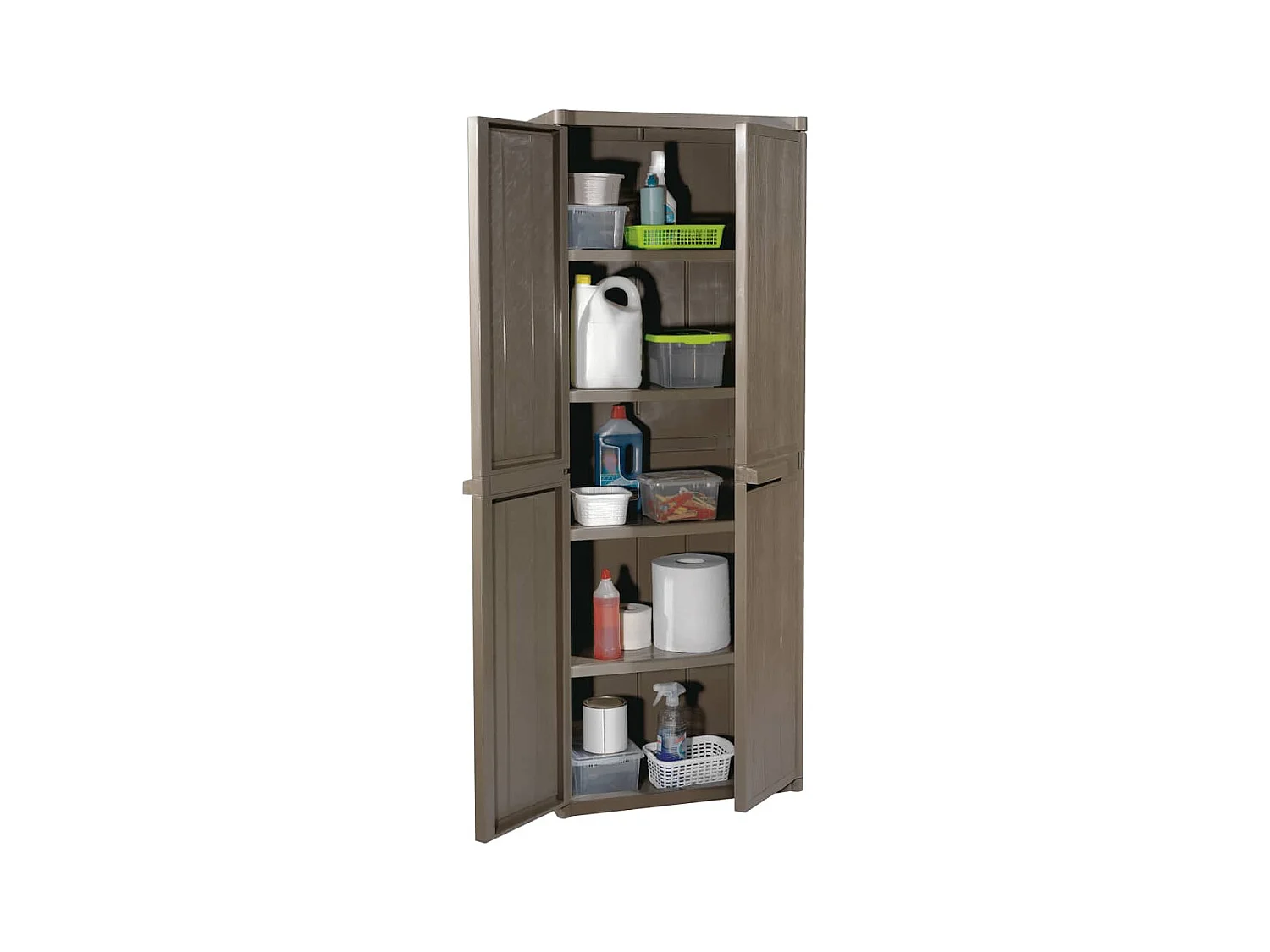 Armoire de rangement jardin Marron 65x45x172 cm PP Aspect bois FR58285