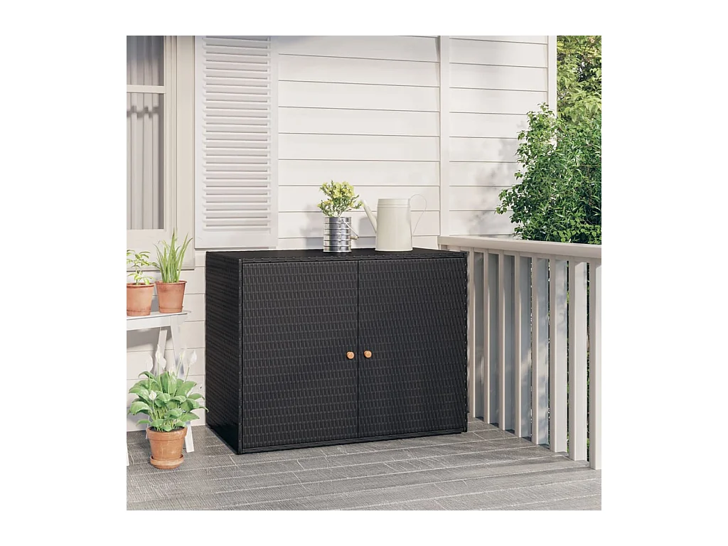 Armoire de rangement jardin Noir 100x55,5x80 cm Résine tressée FR77934
