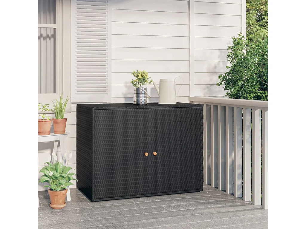 Armoire de rangement jardin Noir 100x55,5x80 cm Résine tressée FR77934