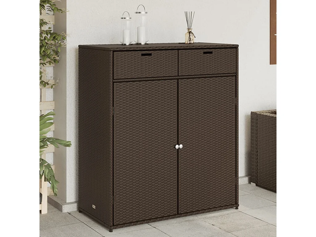 Armoire de rangement jardin marron 105x55x113 cm résine tressée FR93577