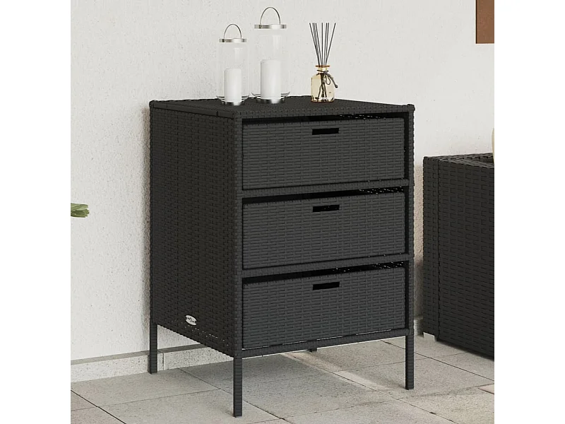 Armário de arrumação para jardim 55x59x80 cm vime PE preto PT476972