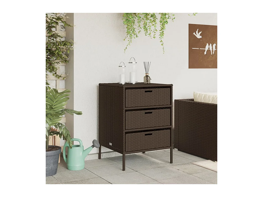 Armoire de rangement de jardin marron 55x59x80cm résine tressée FR19489