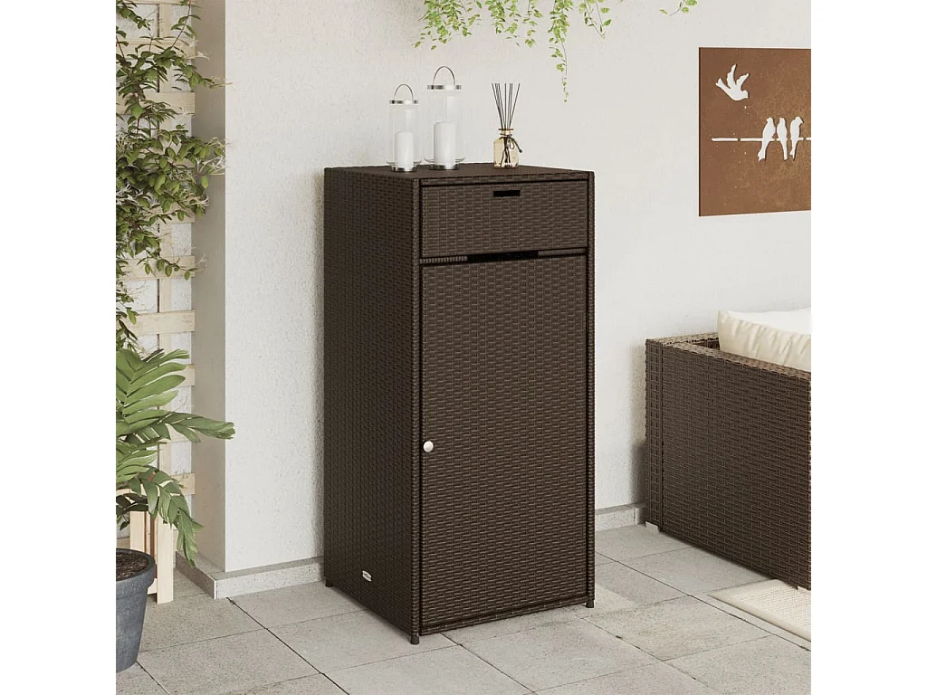 Armoire de rangement jardin marron 55x55x111 cm résine tressée FR85381
