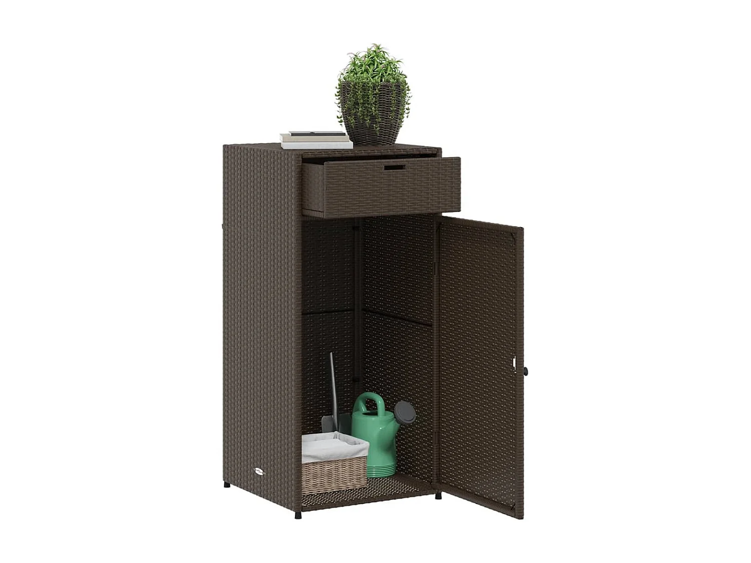 Armoire de rangement jardin marron 55x55x111 cm résine tressée FR85381
