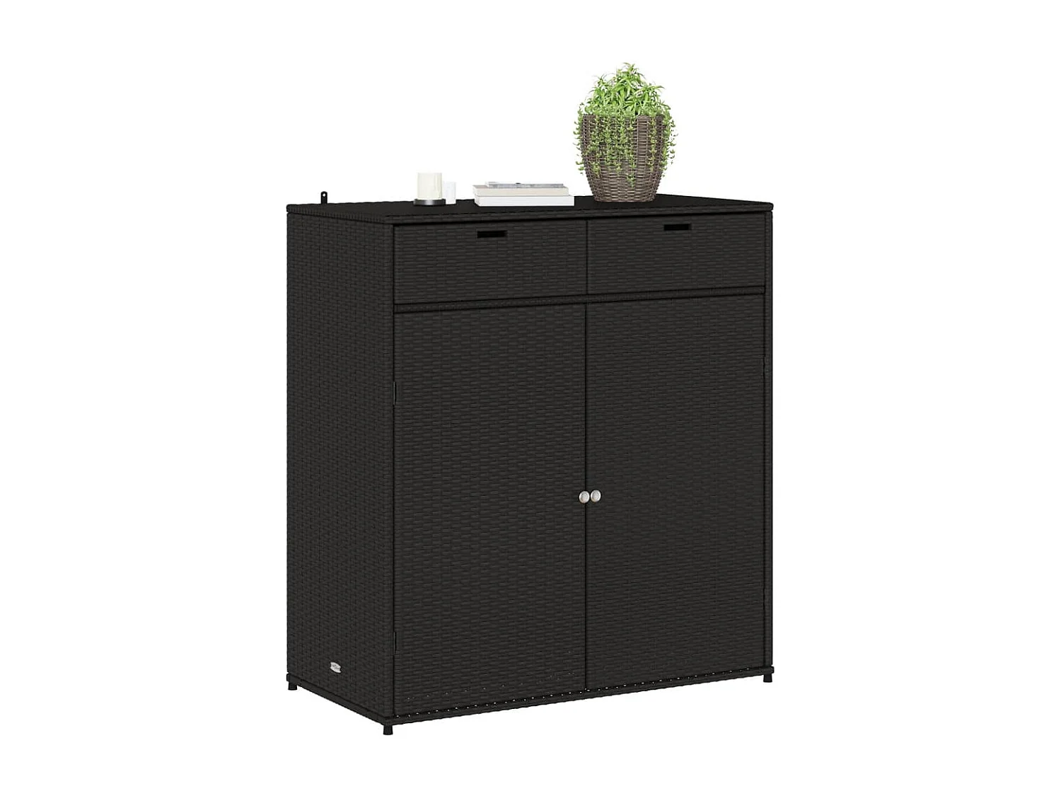 Armoire de rangement de jardin noir 105x55x113cm résine tressée FR55342
