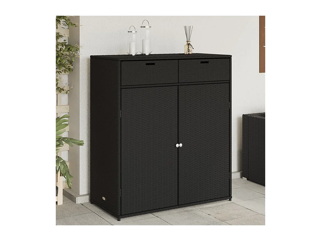 Armoire de rangement de jardin noir 105x55x113cm résine tressée FR55342