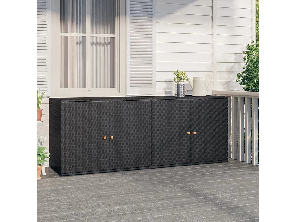 Armoire de rangement jardin Noir 198x55,5x80 cm Résine tressée FR21451