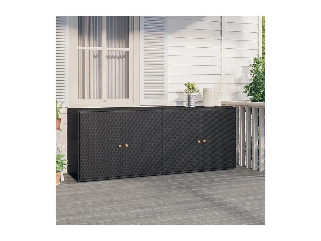 Armoire de rangement jardin Noir 198x55,5x80 cm Résine tressée FR21451