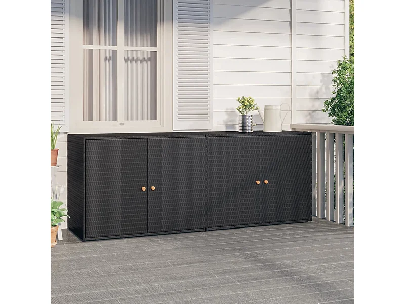 Armoire de rangement jardin Noir 198x55,5x80 cm Résine tressée FR21451