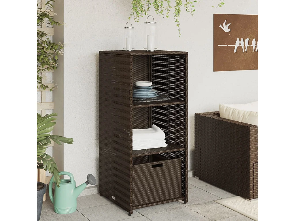 Armoire de rangement jardin marron 50x55x115 cm résine tressée FR31277