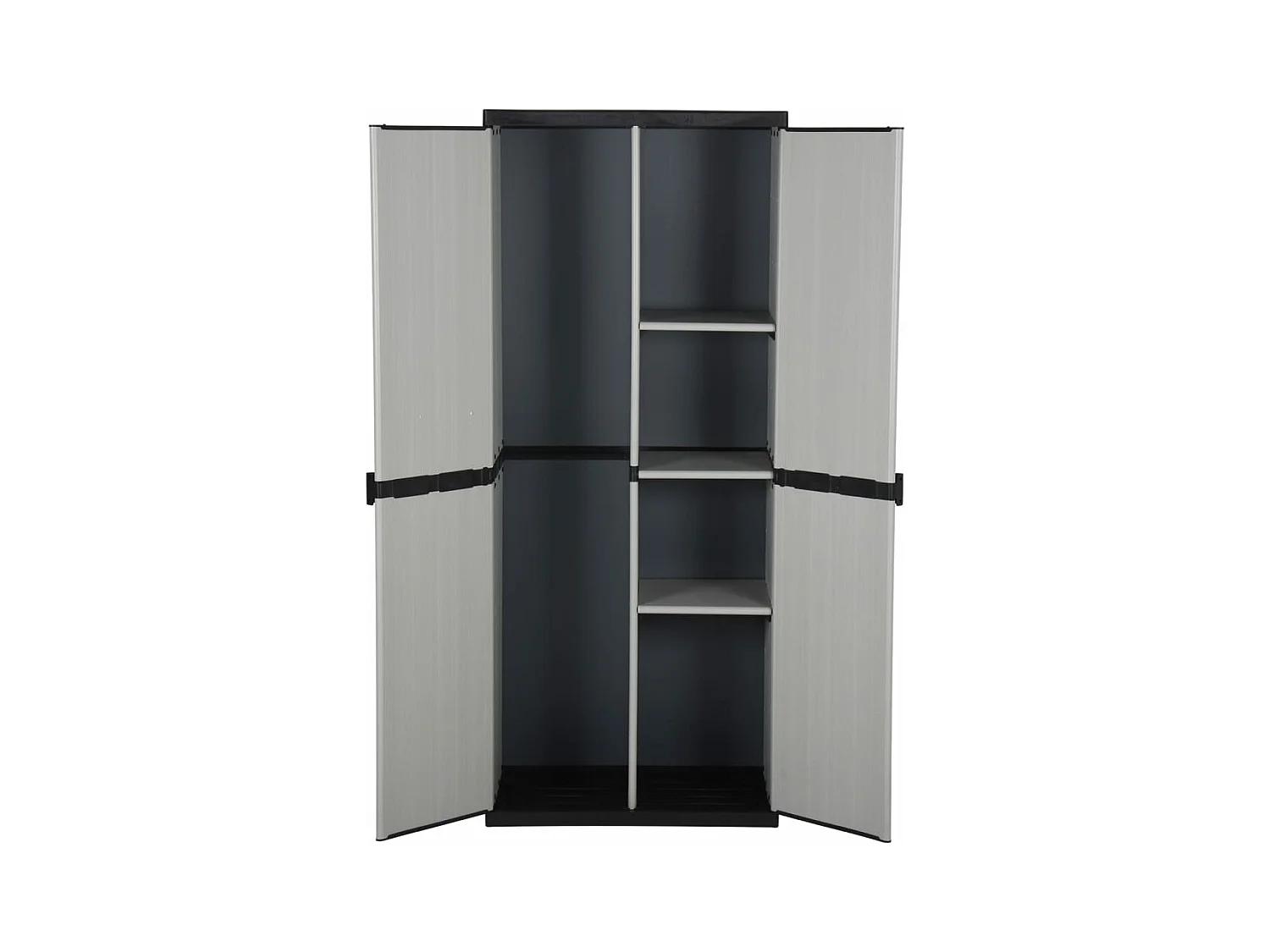 Tuinkast met 3 schappen 68x40x168 cm grijs en zwart BE958919