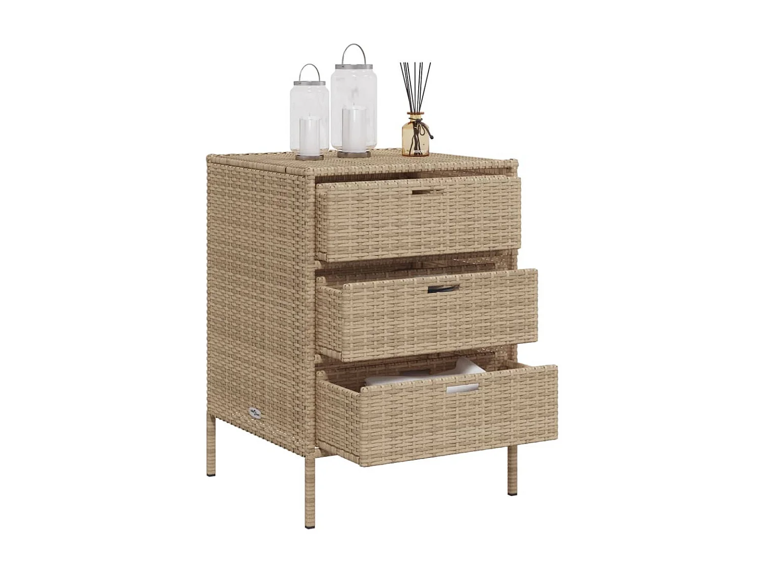 Armoire de rangement de jardin beige 55x59x80 cm résine tressée FR83323