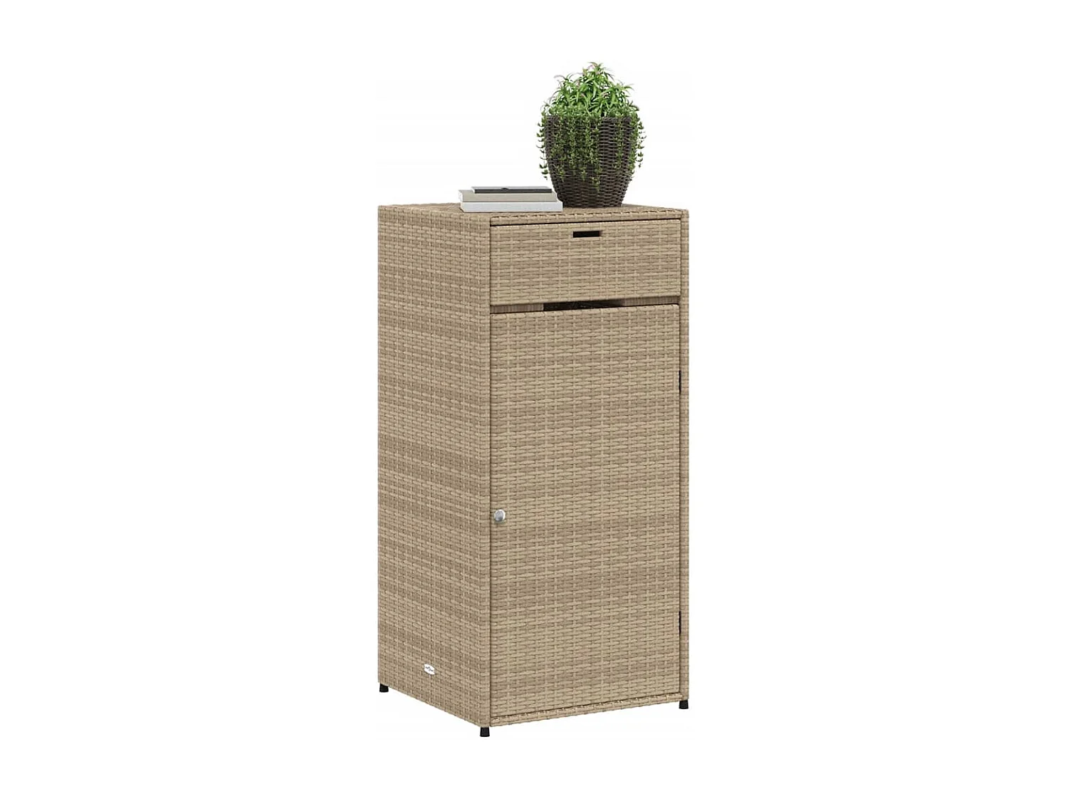 Armoire de rangement de jardin beige 55x55x111cm résine tressée FR50402