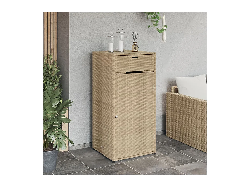 Armario de almacenaje de jardín ratán PE beige 55x55x111 cm ES520597