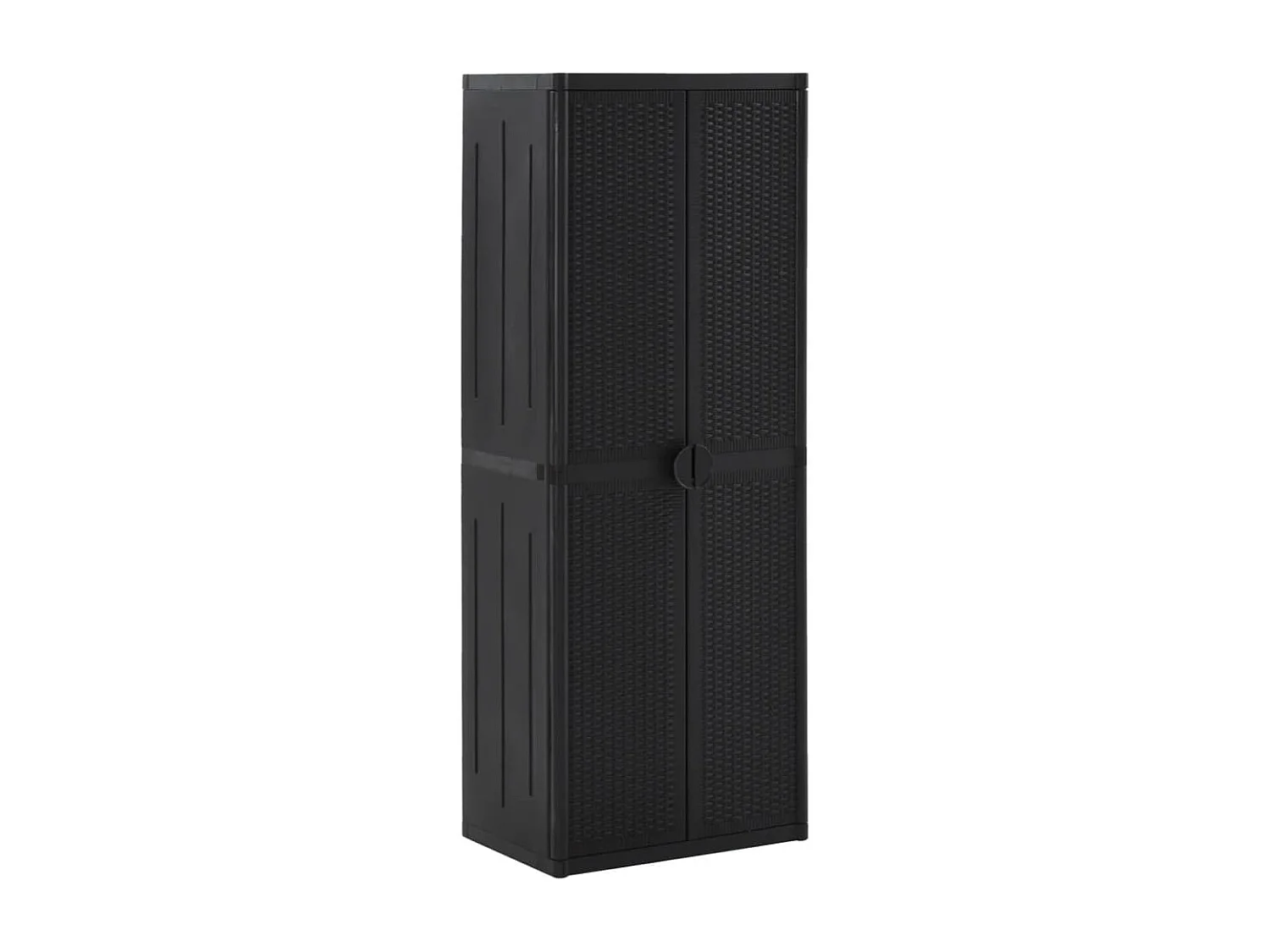 Armoire de rangement de jardin Noir 65x45x172 cm PP Rotin FR56453