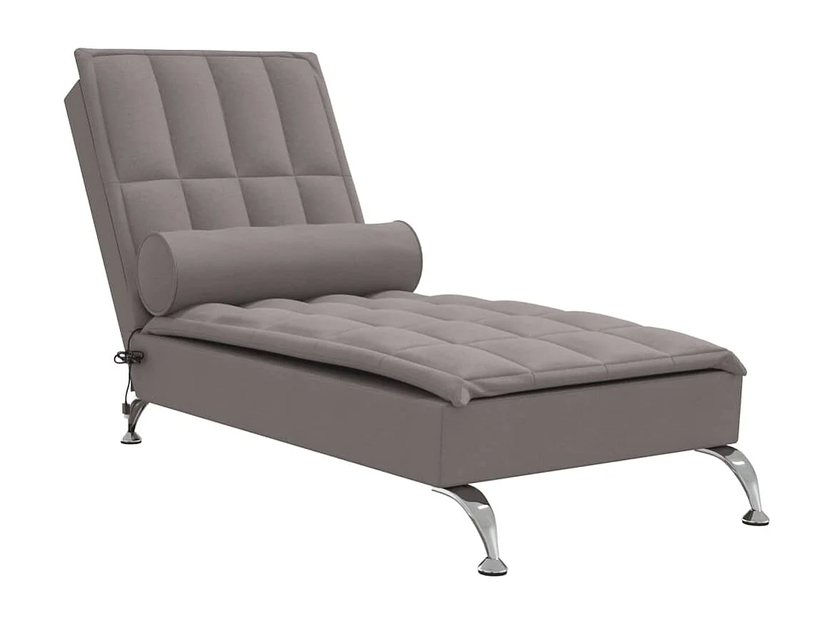 Chaise longue de massage avec traversin taupe tissu FR93607