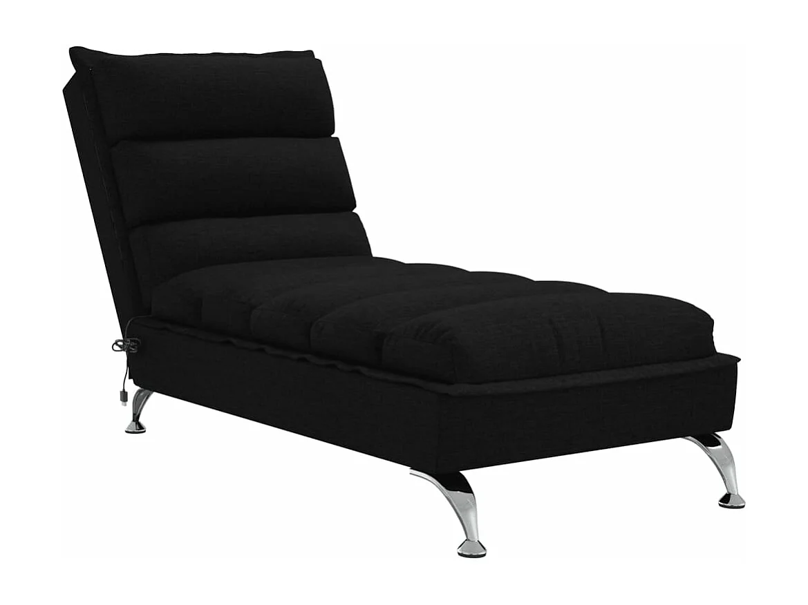 Chaise lounge de massagem com almofadões tecido preto PT416276