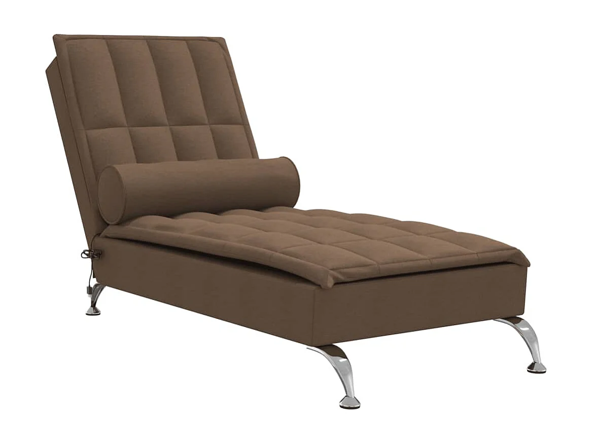 Chaise longue de massage avec traversin marron tissu FR91008