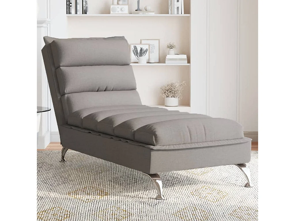 Chaise longue de massage avec coussins taupe tissu FR83380
