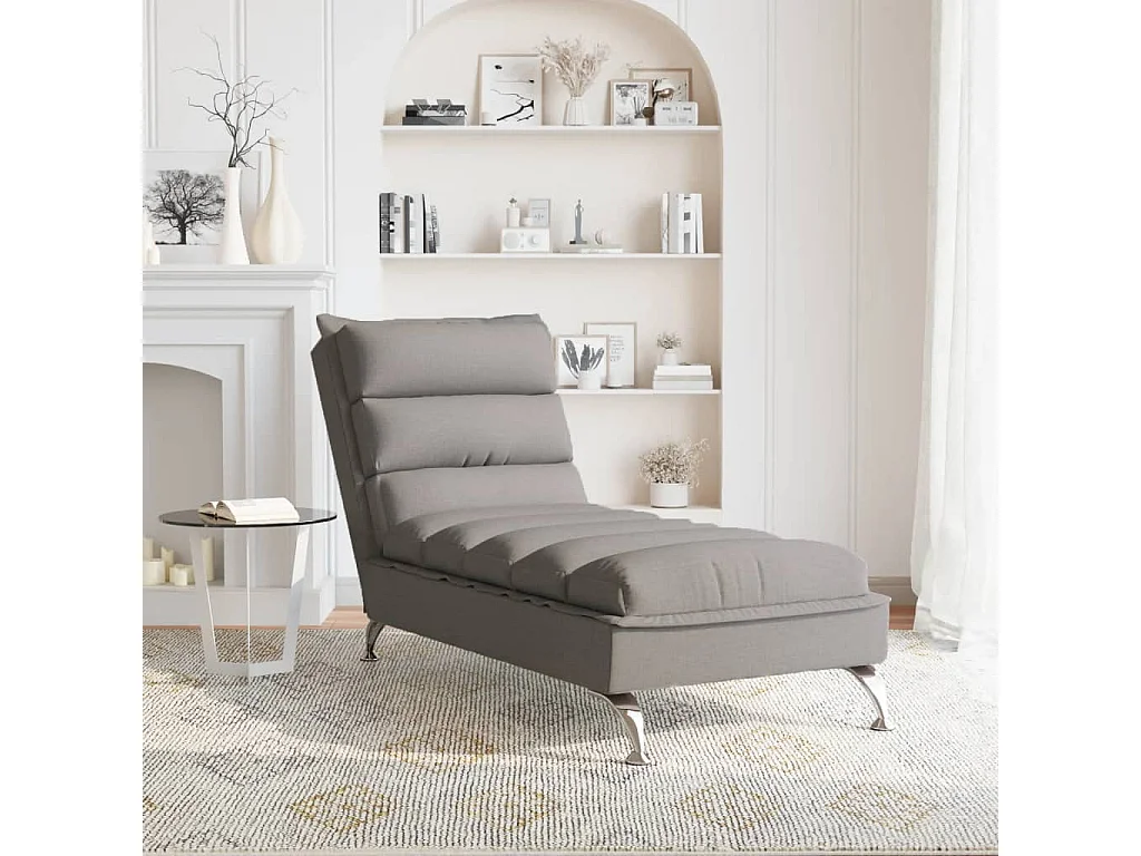 Chaise longue de massage avec coussins taupe tissu FR83380