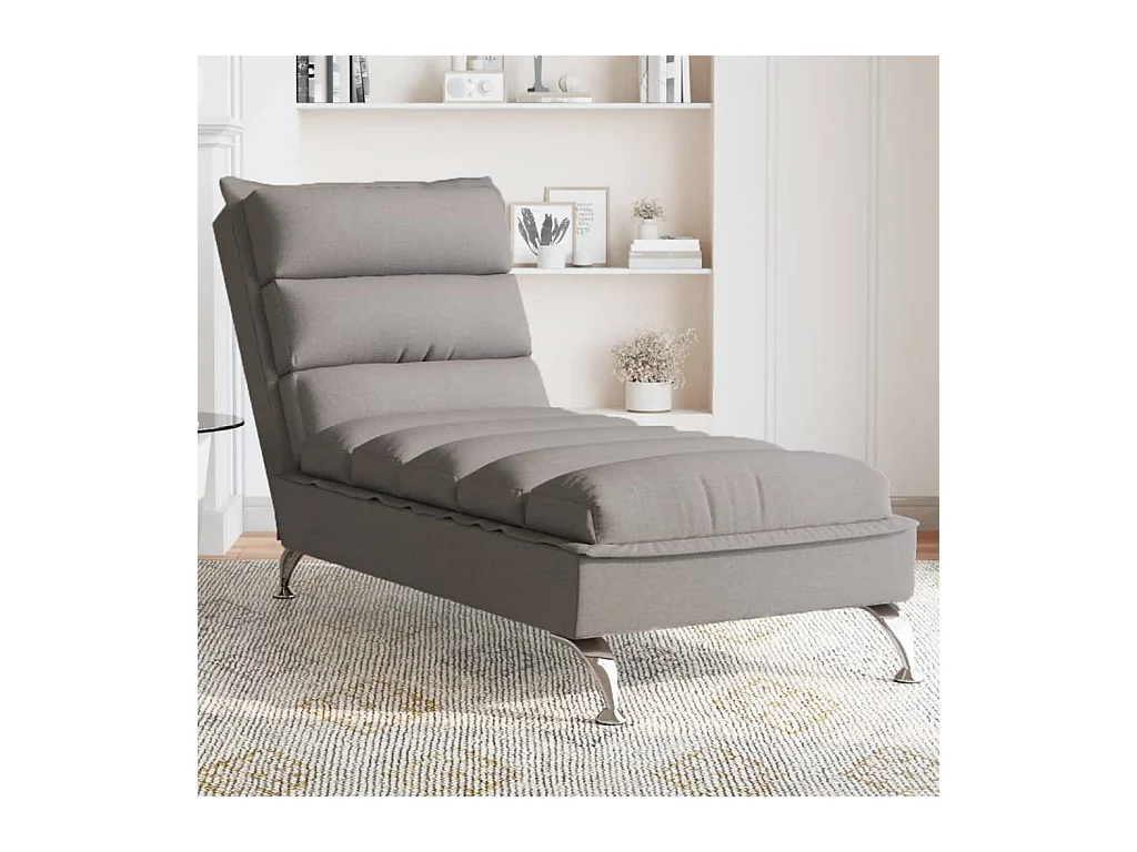 Chaise longue de massage avec coussins taupe tissu FR83380
