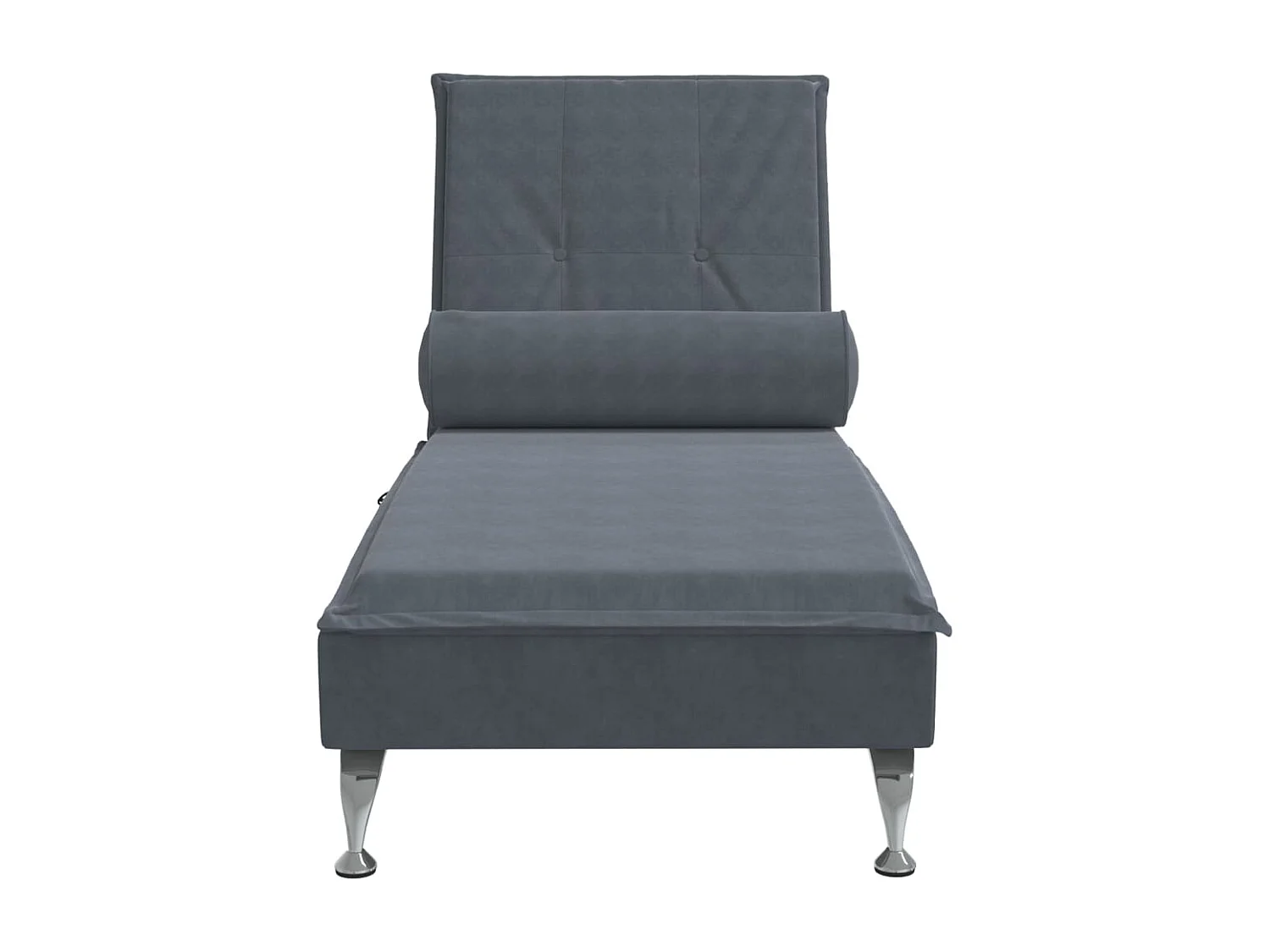Chaise longue de massage avec traversin gris foncé velours FR27086
