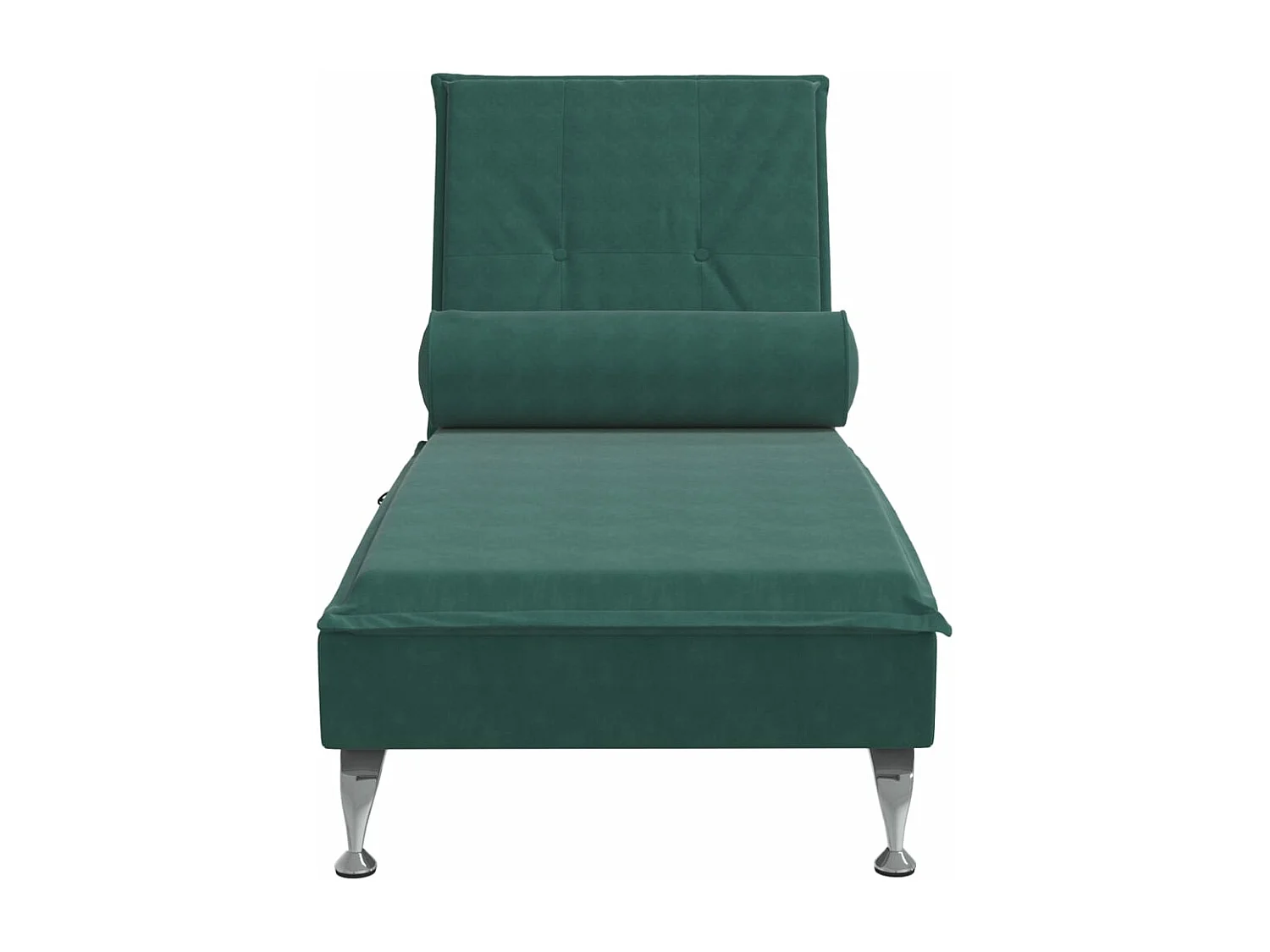 Chaise longue de massage avec traversin vert foncé velours FR56815