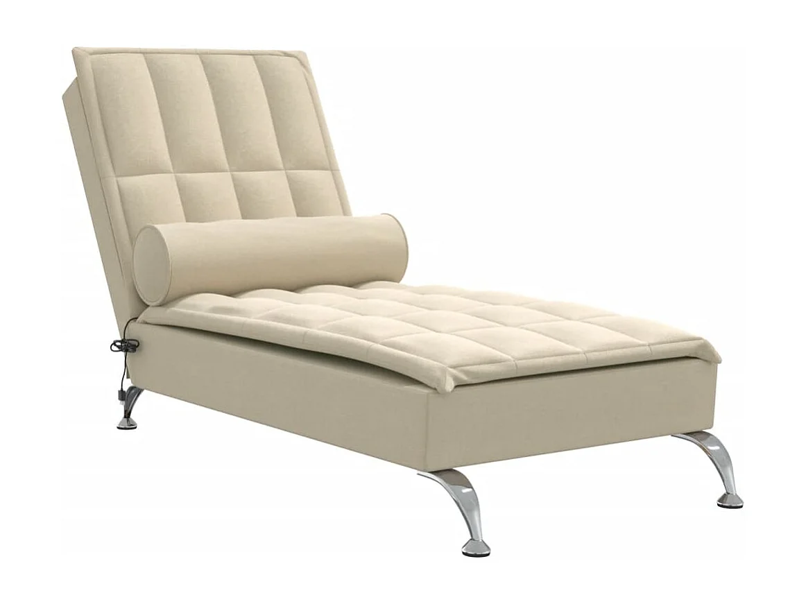 Chaise longue de massage avec traversin crème tissu FR93982