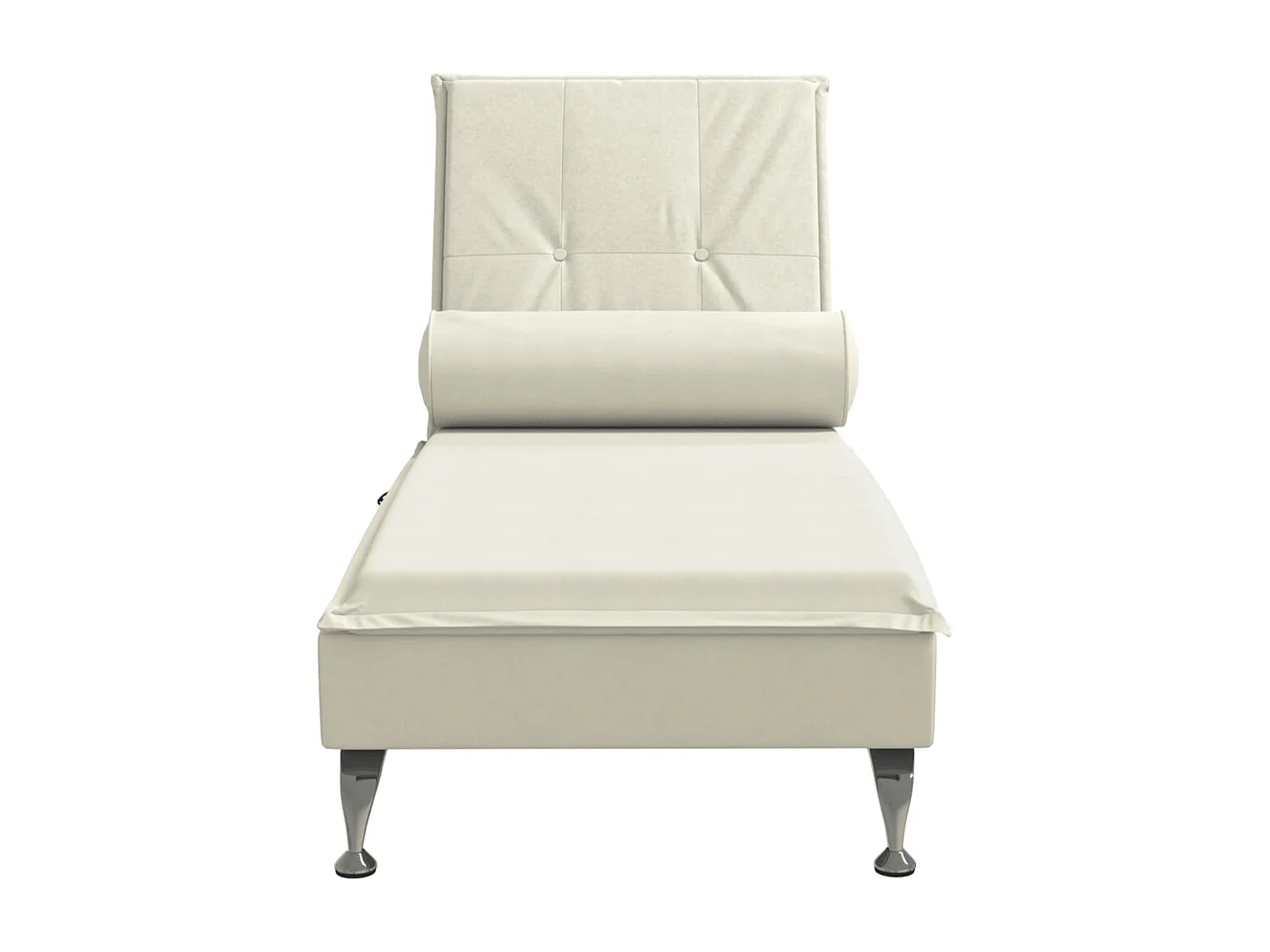 Chaise longue de massage avec traversin crème velours FR78959