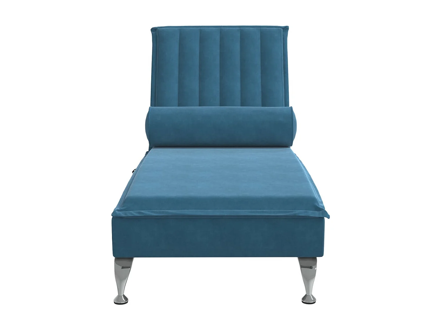 Chaise longue de massage avec traversin bleu velours FR86023