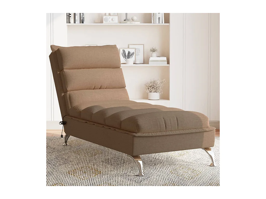 Chaise longue de massage avec coussins marron tissu FR98835