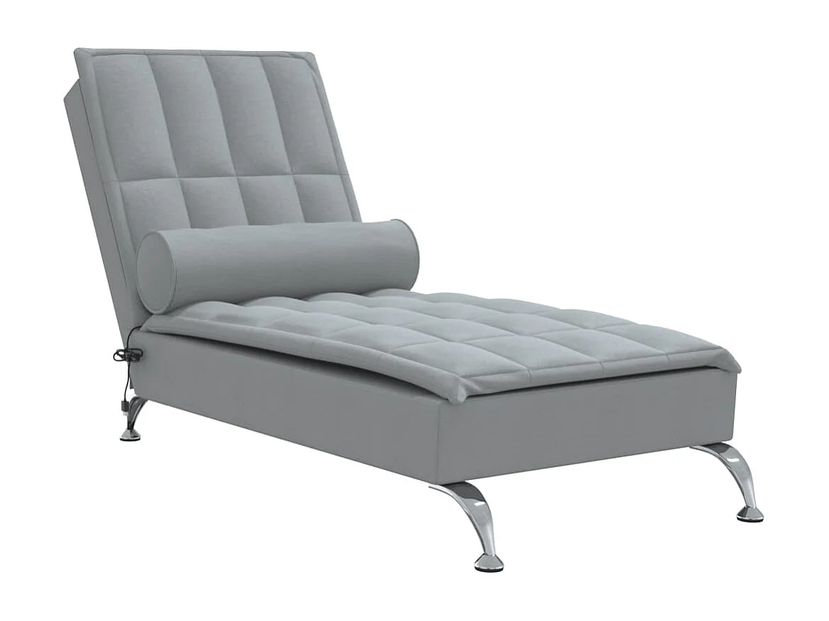 Chaise longue de massage avec traversin gris clair tissu FR98842