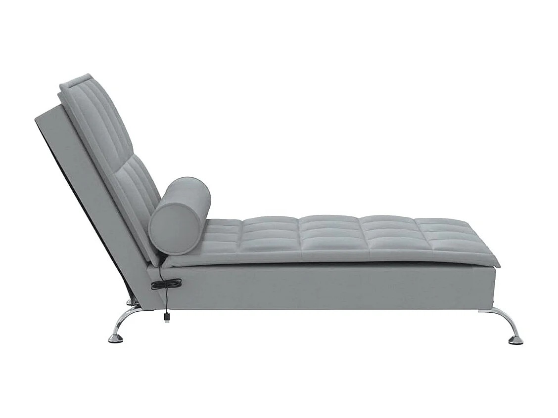 Chaise longue de massage avec traversin gris clair tissu FR98842