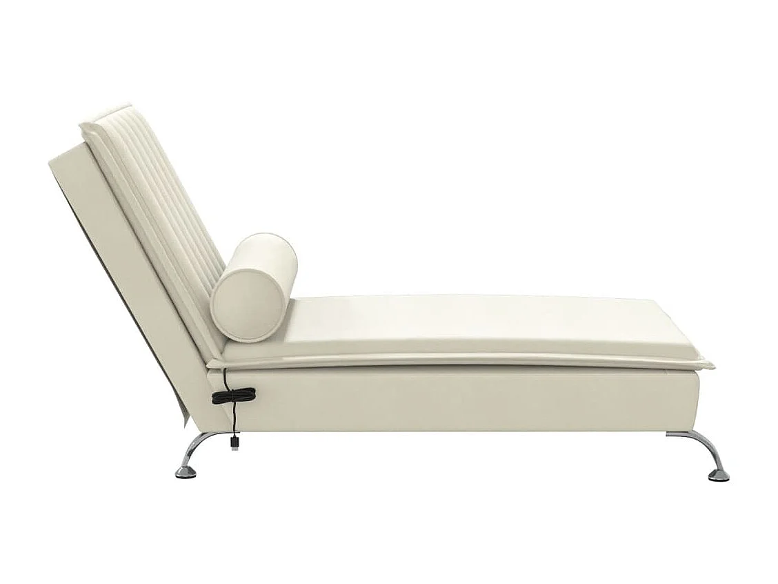 Chaise longue de massage avec traversin crème velours FR75052
