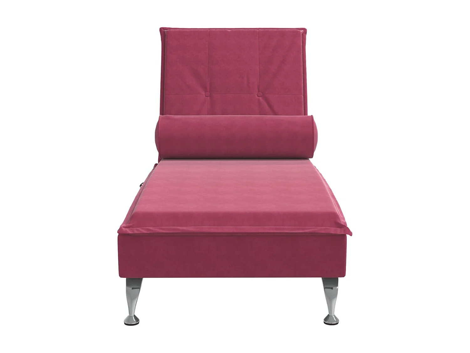 Chaise longue de massage avec traversin rouge bordeaux velours FR13540