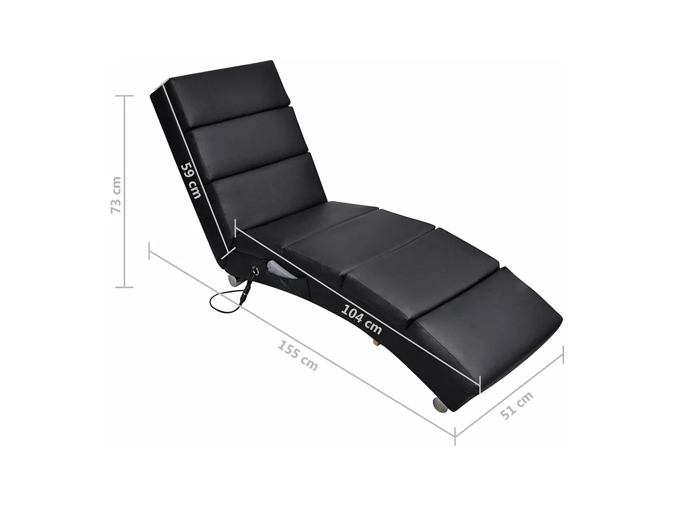 Chaise longue de massage Noir Similicuir FR88202