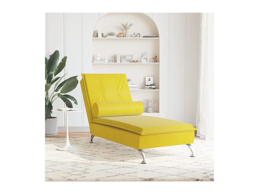 Chaise lounge de massagem com rolo veludo amarelo PT466589