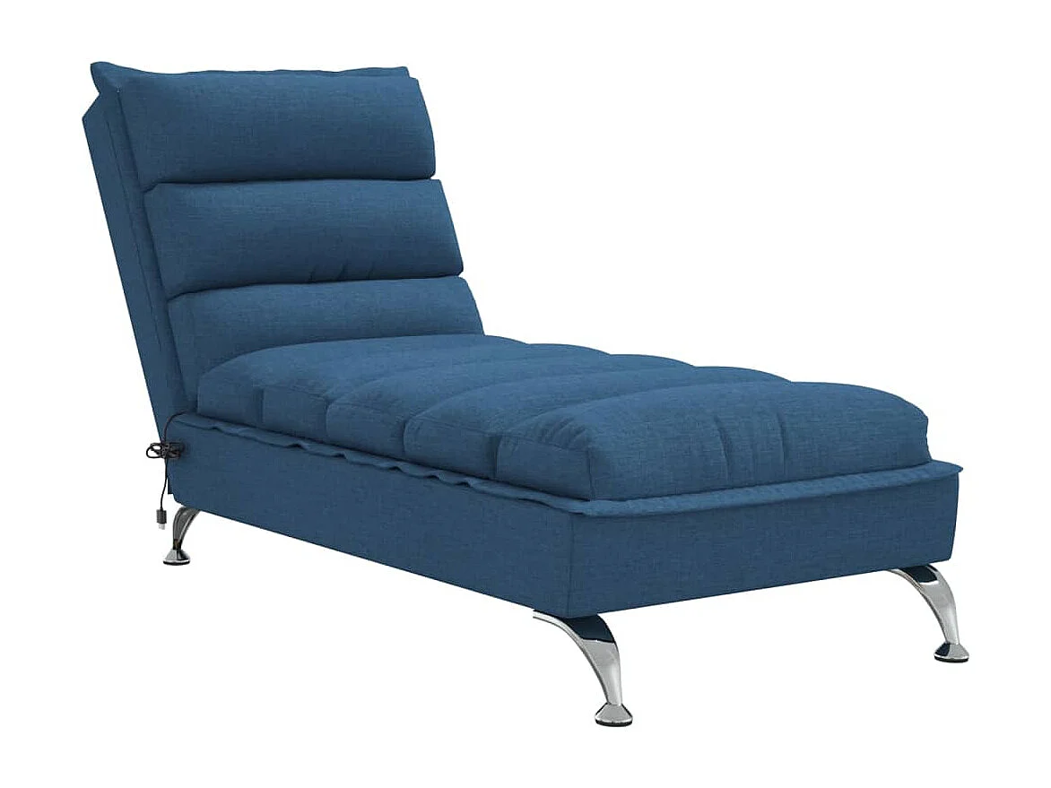 Chaise longue de massage avec coussins bleu tissu FR28820