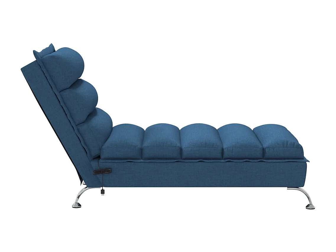 Chaise longue de massage avec coussins bleu tissu FR28820
