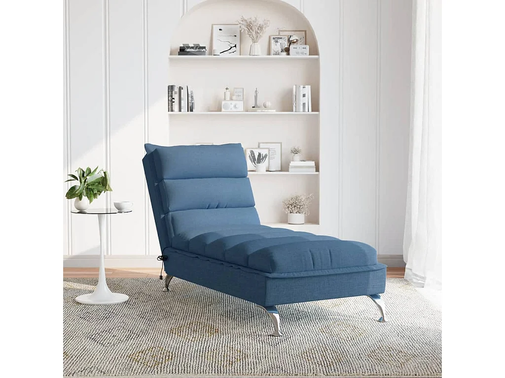 Chaise longue de massage avec coussins bleu tissu FR28820