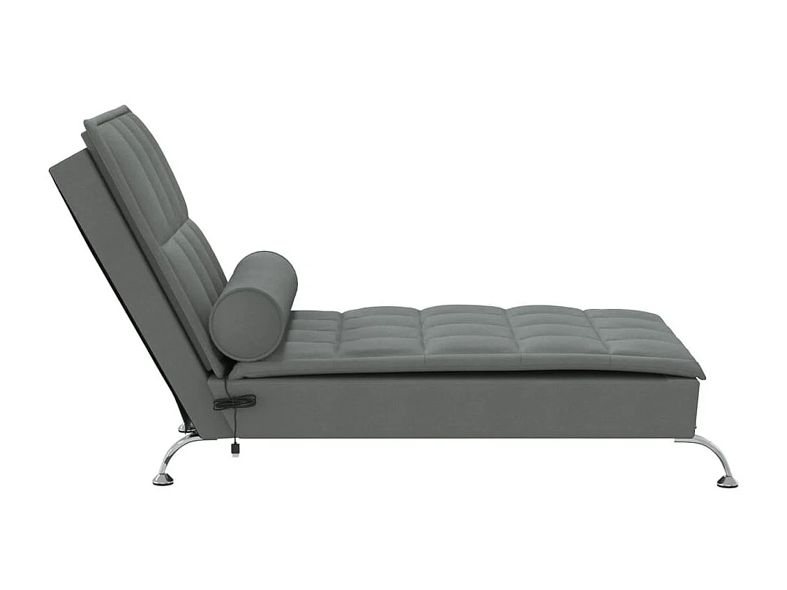 Chaise longue de massage avec traversin gris foncé tissu FR50053
