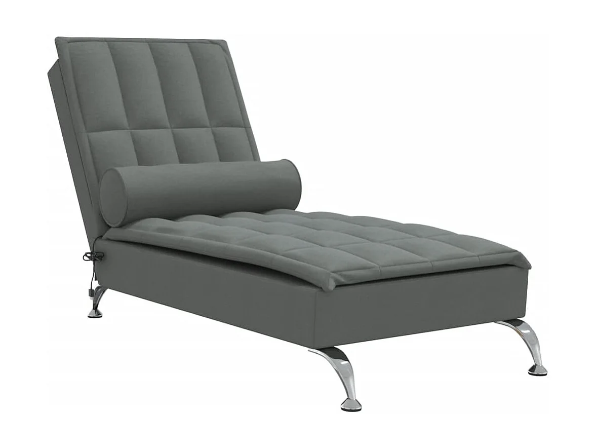 Chaise longue de massage avec traversin gris foncé tissu FR50053