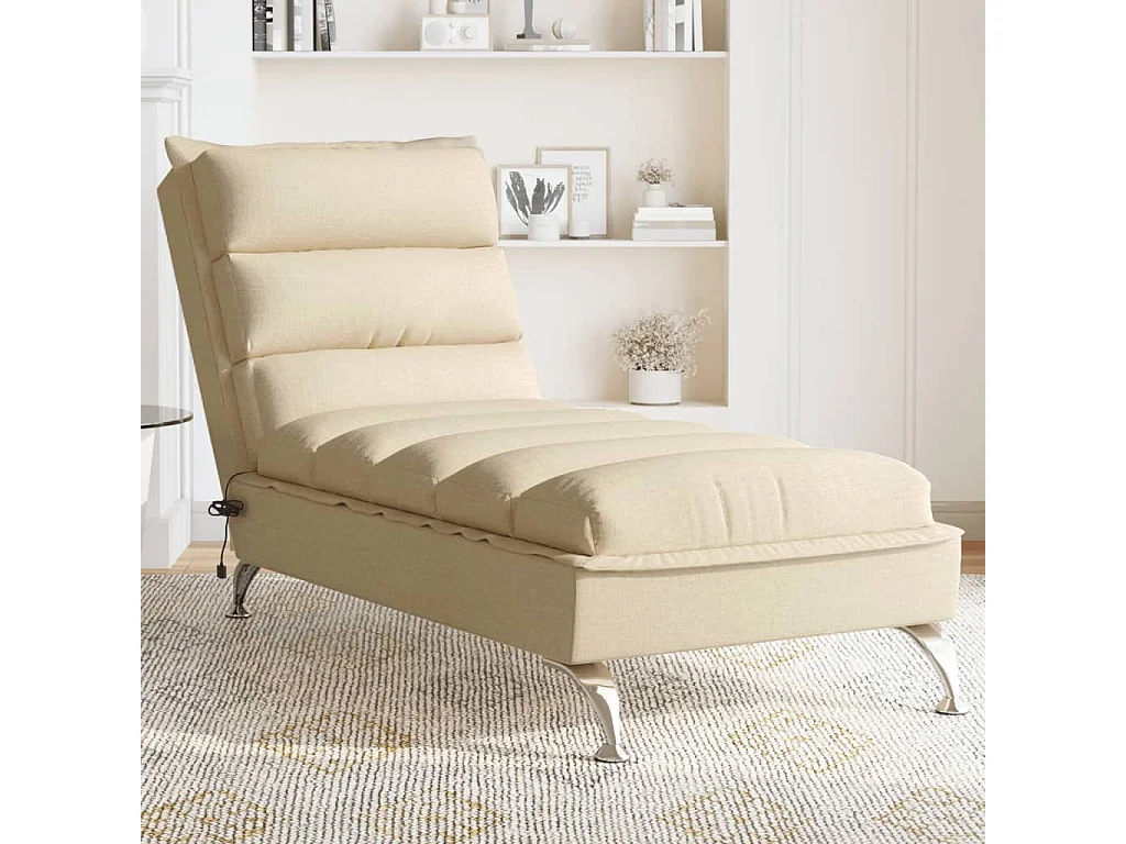 Chaise longue de massage avec coussins crème tissu FR57685