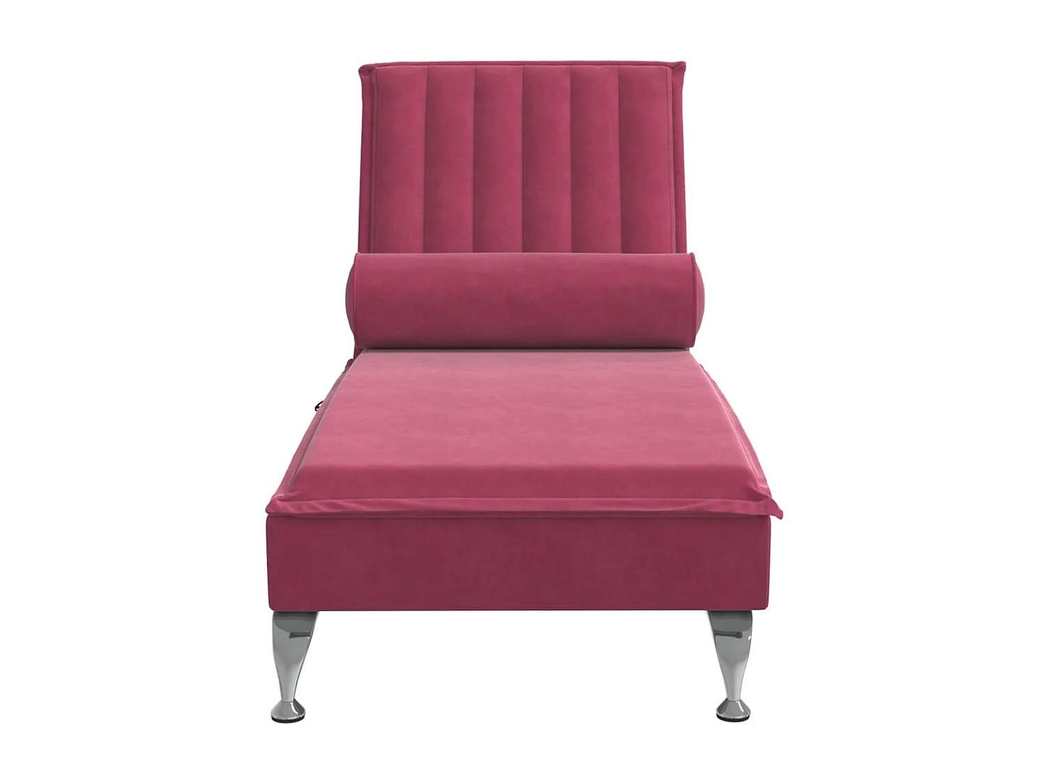 Chaise longue de massage avec traversin rouge bordeaux velours FR84154
