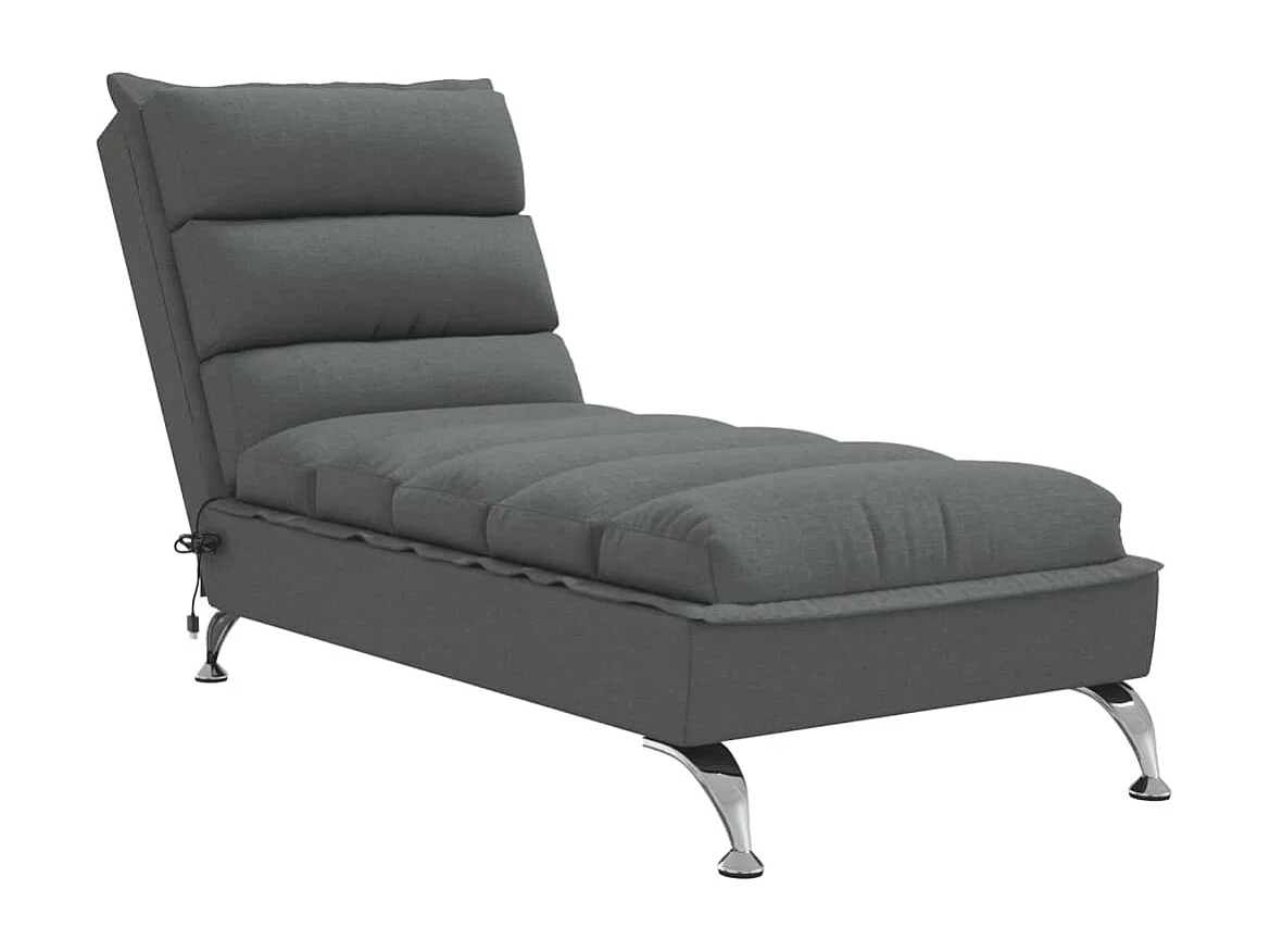 Chaise longue de massage avec coussins gris foncé tissu FR79191