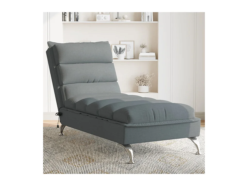 Chaise longue de massage avec coussins gris foncé tissu FR79191