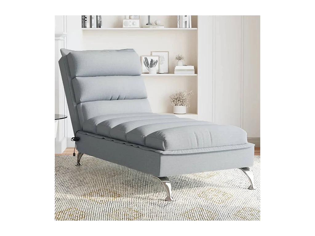 Chaise longue de massage avec coussins gris clair tissu FR25039