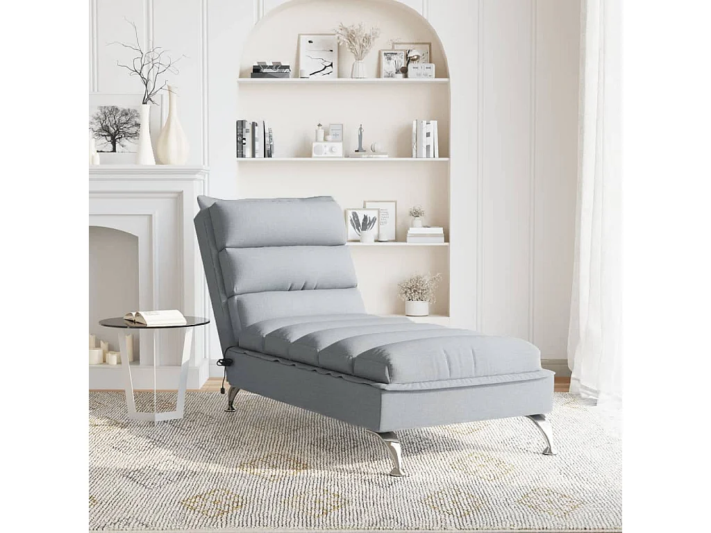 Chaise longue de massage avec coussins gris clair tissu FR25039